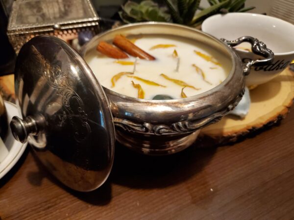 Silver Dish Candle - apple cider